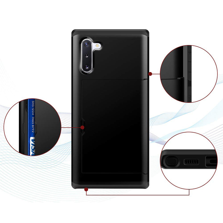 Galaxy Note 10 Dual-Layer Protective Case with Sliding Card Compartment Galaxy Note 10 Dual-Layer Protective Case with Sliding Card Compartment